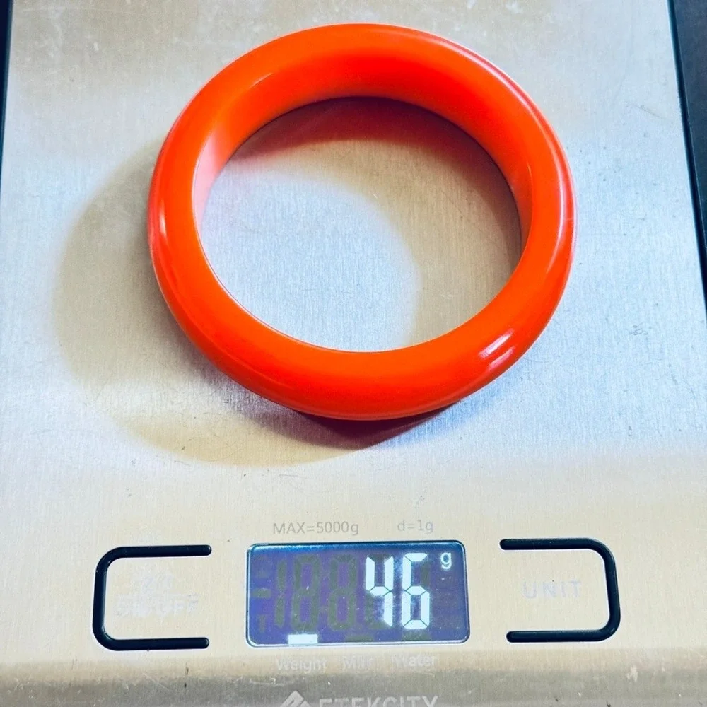 VTG Pumpkin Orange Bright Bakelite Bangle Bracelet Tested Art Deco Thick 46g